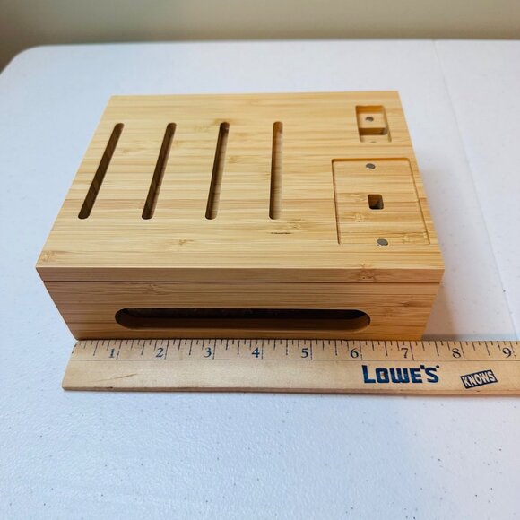Bamboo Charging Station Multi Device Organizer Stand Space-Saving Design - Picture 14 of 16